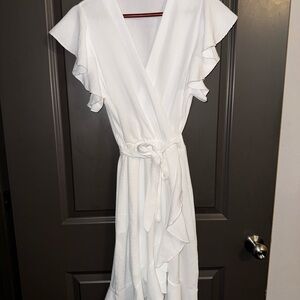 Elegant White Wrap Dress